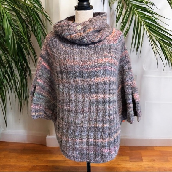 Anthropologie Maison Pholya Knit Cowl Neck Poncho Sweater L/XL - Cottagecore - Picture 1 of 15